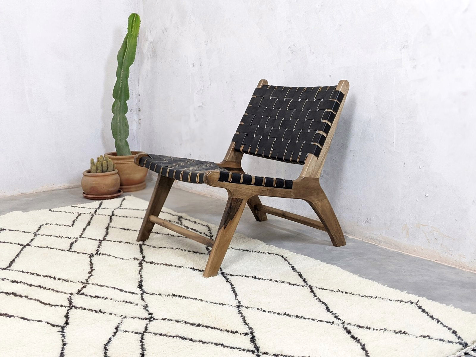 Fauteuil Baldi Chic En cuir Handwoven Piece